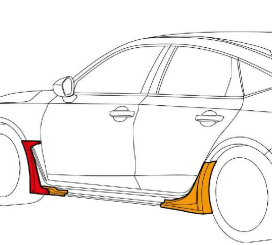 HKS FL5 Civic Type R Side Skirt Diffusers w Carbon Fiber | 53004-AH002